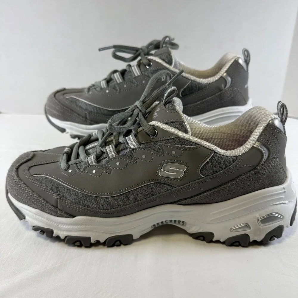 Skechers D' Lites 11936W Gray Casual Cushioned Shoes Sneakers Women's Size 9.5